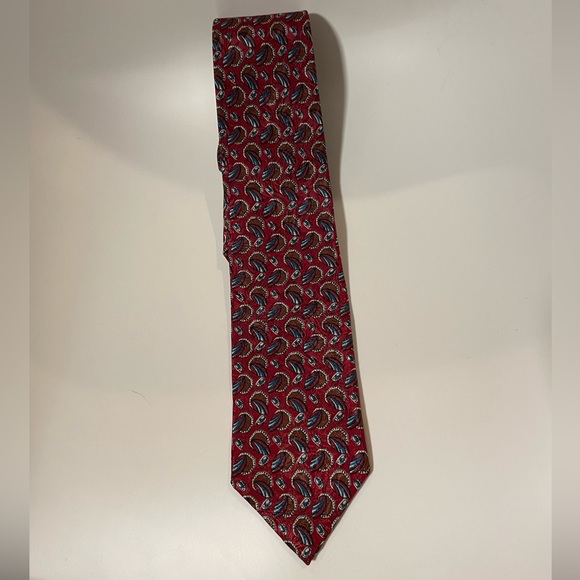 Christian Dior Red Patterned Tie - Picture 3 of 4
